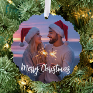 Personalized Photo & Text Christmas 2025 Custom Tree Decoration Card