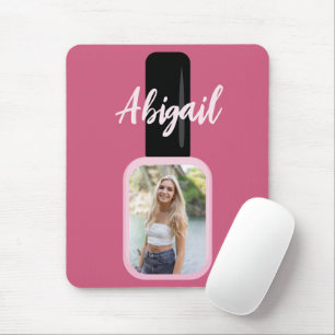 Personalized Photo Trendy Modern Pink Nail Polish Mouse Mat