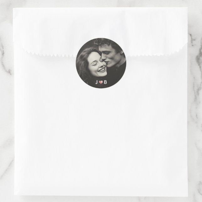 Personalized Photo Wedding Custom Initials Elegant Classic Round Sticker (Bag)