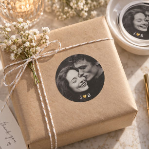 Personalized Photo Wedding Custom Initials Treat Classic Round Sticker