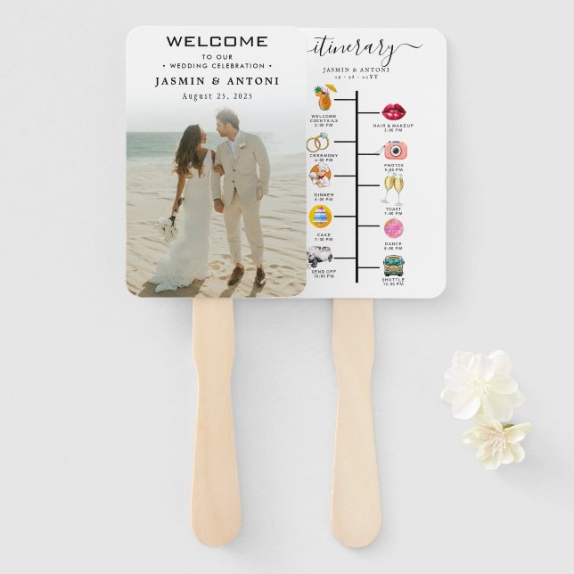 Personalized Photo Wedding Fan Program (Front and Back)
