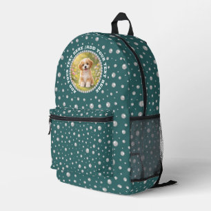Personalized Photo with Pearls Circle on Teal Printed Backpack