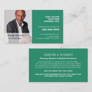 Personalized Photograph, Audiologist, Audiology Business Card