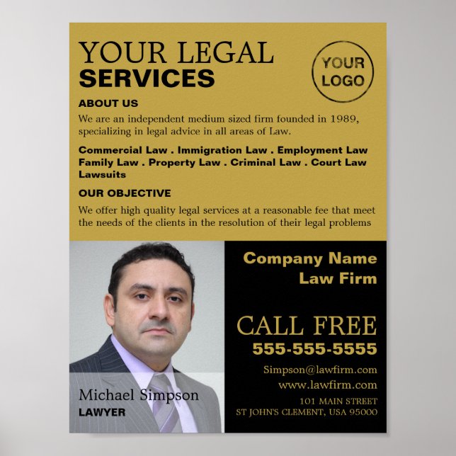 Personalized Photograph Legal Services Advertising Poster (Front)