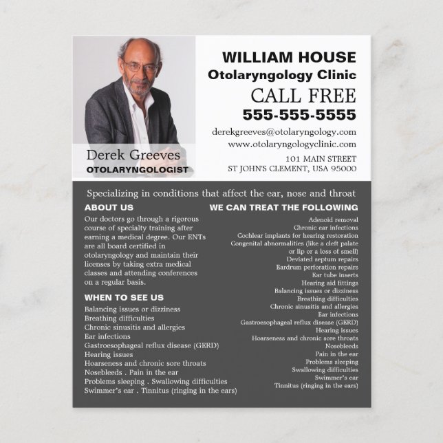 Personalized Photograph, Otolaryngologist Flyer (Front)