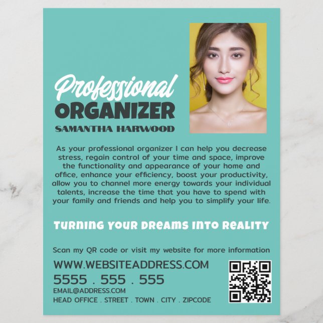 Personalized Photograph, Professional Organizer Flyer (Front)