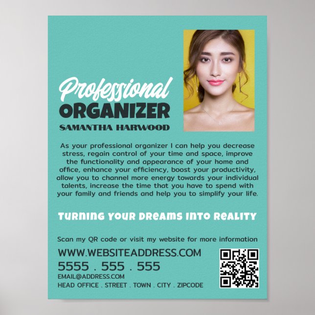Personalized Photograph, Professional Organizer Poster (Front)