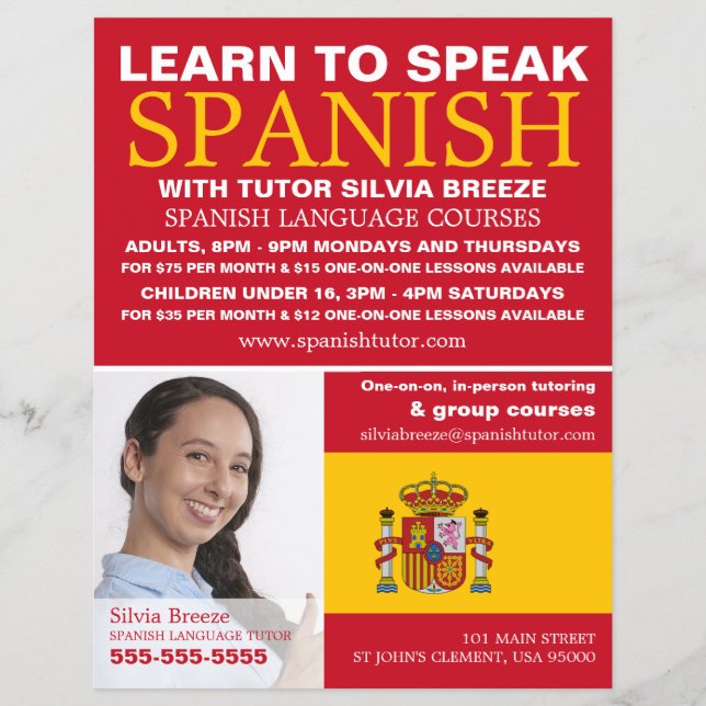 Personalized Photograph, Spanish Language Course Flyer (Front)