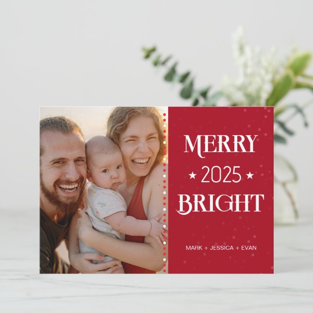 Personalized Photos and Theme Color Christmas Card (Standing Front)