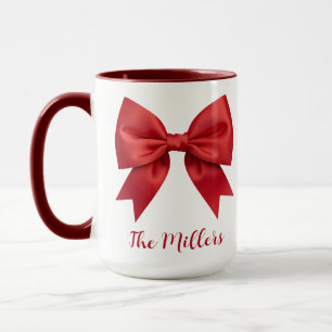 Personalized Photos Christmas Mug with Red Bow