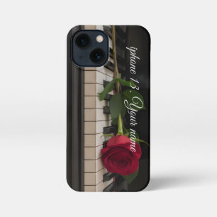 Personalized Piano with a red rose - romantic  iPhone 13 Mini Case