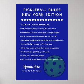 Personalized Pickleball New York Edition Poster