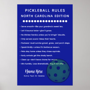 Personalized Pickleball North Carolina Edition Poster