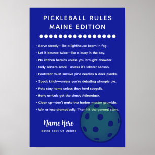 Personalized Pickleball Rules Maine Edition Poster