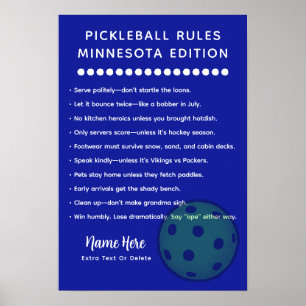 Personalized Pickleball Rules Minnesota Edition Poster