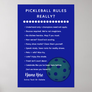 Personalized Pickleball Rules SARASTIC EDITION Poster