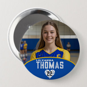 Personalized Picture Volleyball Player Name Number 10 Cm Round Badge