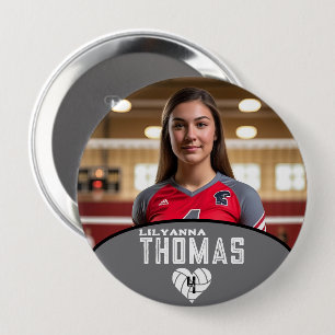 Personalized Picture Volleyball Player Name Number 10 Cm Round Badge