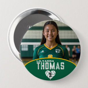 Personalized Picture Volleyball Player Name Number 10 Cm Round Badge