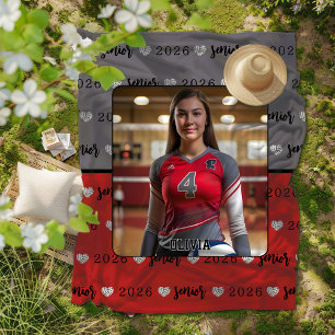 Personalized Picture Volleyball Senior Graduation Fleece Blanket