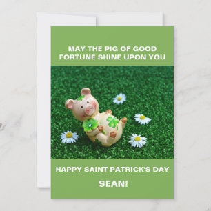PERSONALIZED PIG OF FORTUNE ST. PATRICK'S DAY HOLIDAY CARD