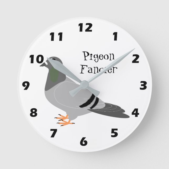 Personalized Pigeon Design Round Clock (Front)