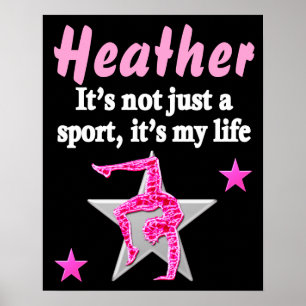 PERSONALIZED PINK AND BLACK GYMNASTICS POSTER