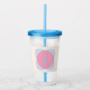 Personalized pink and blue  acrylic tumbler