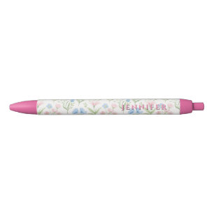 Personalized Pink and Blue Grandmillennial Floral Red Ink Pen