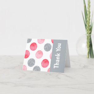 Personalized Pink and Gray Dot  Thank You Card