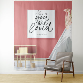 Personalized Pink Ballet Dance Studio Backdrop Tapestry
