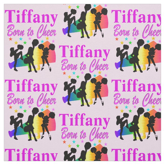 PERSONALIZED PINK BORN TO CHEER CHEERLEADER FABRIC (Swatch)