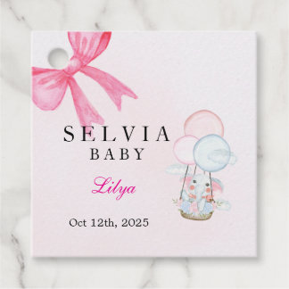 Personalized Pink Bow Baby Shower Favor Tags