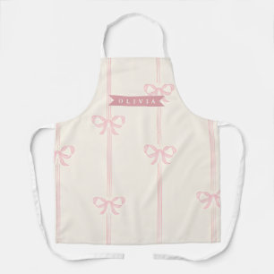 Personalized Pink Bow Name Gift Elegant Coquett Apron