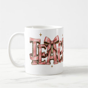 Personalized Pink Bow Name Mug, Coquette Custom Na Coffee Mug