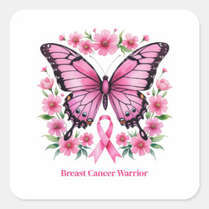Personalized Pink Breast Cancer Awareness  Square Sticker