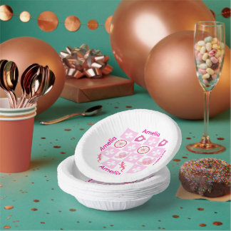 Personalized Pink Checkered Cowgirl Pattern  Paper Plate