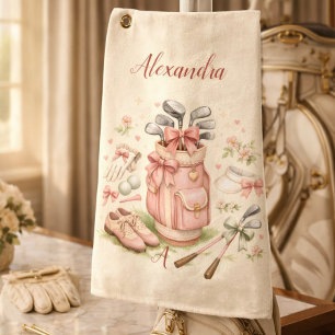 Personalized Pink Coquette Golf Monogram Towel