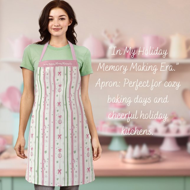 Personalized Pink Coquette Holiday Era Apron (💕 In my Holiday Memory Making Era 🎄 Sweet pastel coquette charm for festive baking fun!)