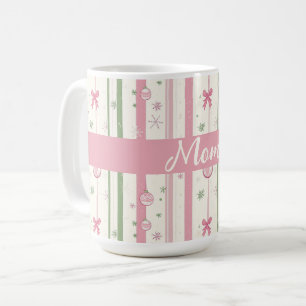 Personalized Pink Coquette Mom Holiday Coffee Mug