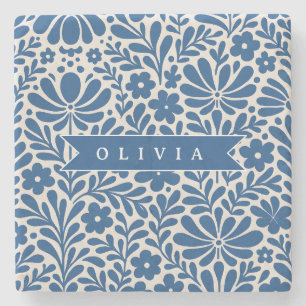 Personalized Pink Coquette Retro Cute Teddy Bear  Stone Coaster