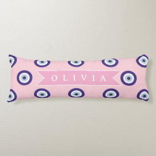 Personalized Pink Evil Eye Pattern Gifts With Name Body Cushion
