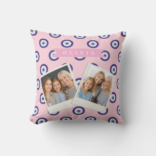 Personalized Pink Evil Eye Pattern Gifts With Name Cushion