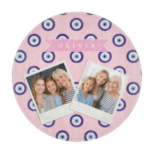 Personalized Pink Evil Eye Pattern Gifts With Name Cutting Board