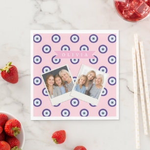Personalized Pink Evil Eye Pattern Gifts With Name Napkin