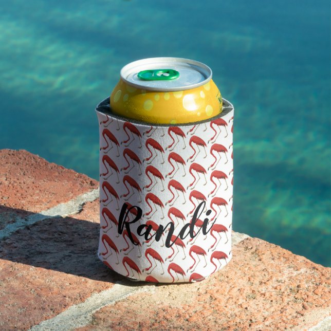 Personalized Pink Flamingo Can Cooler (In Situ Pool)