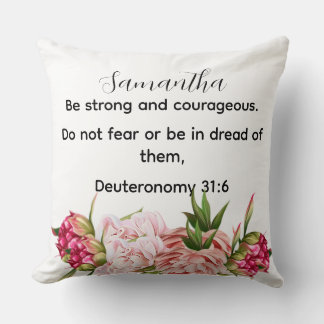 Personalized pink floral bible verse Christian Cushion