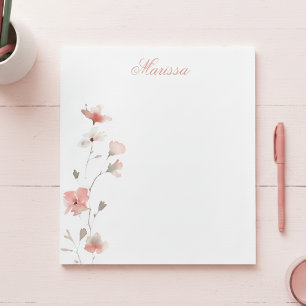 Personalized Pink Floral Notepad