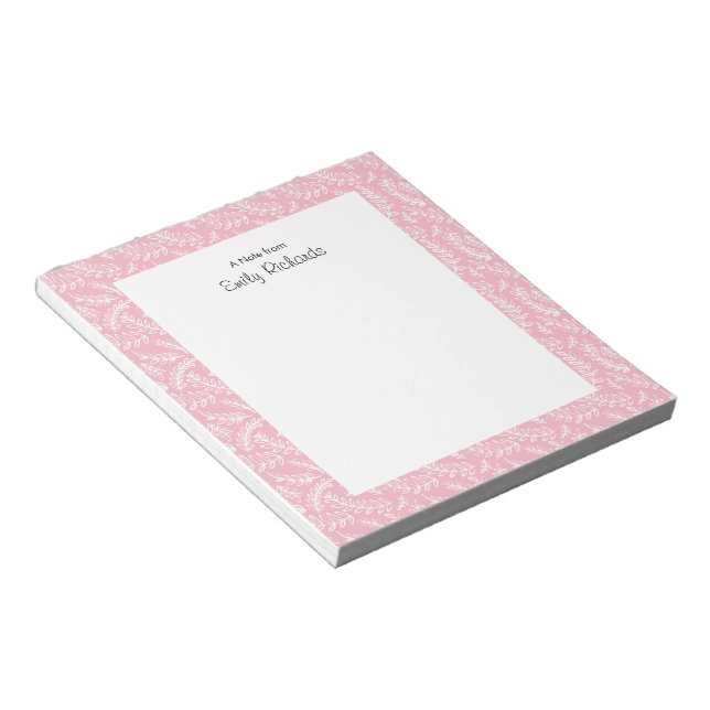 Personalized pink floral patterned Notepad (Angled)