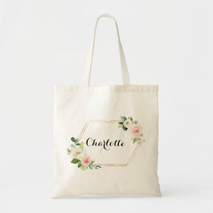 personalized Pink Floral Tote Bag Bridesmaid
